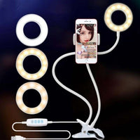 HKM-808019 Adjustable LED Selfie Ring Light with Universal Phone Holder and 10-Level Brightness