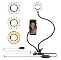 HKM-808019 Adjustable LED Selfie Ring Light with Universal Phone Holder and 10-Level Brightness