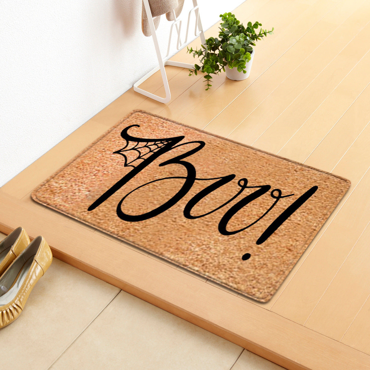 HKM-808019 Halloween Themed Polyester Fiber Door Mat - Machine Washable Rectangle Carpet for Home Decor