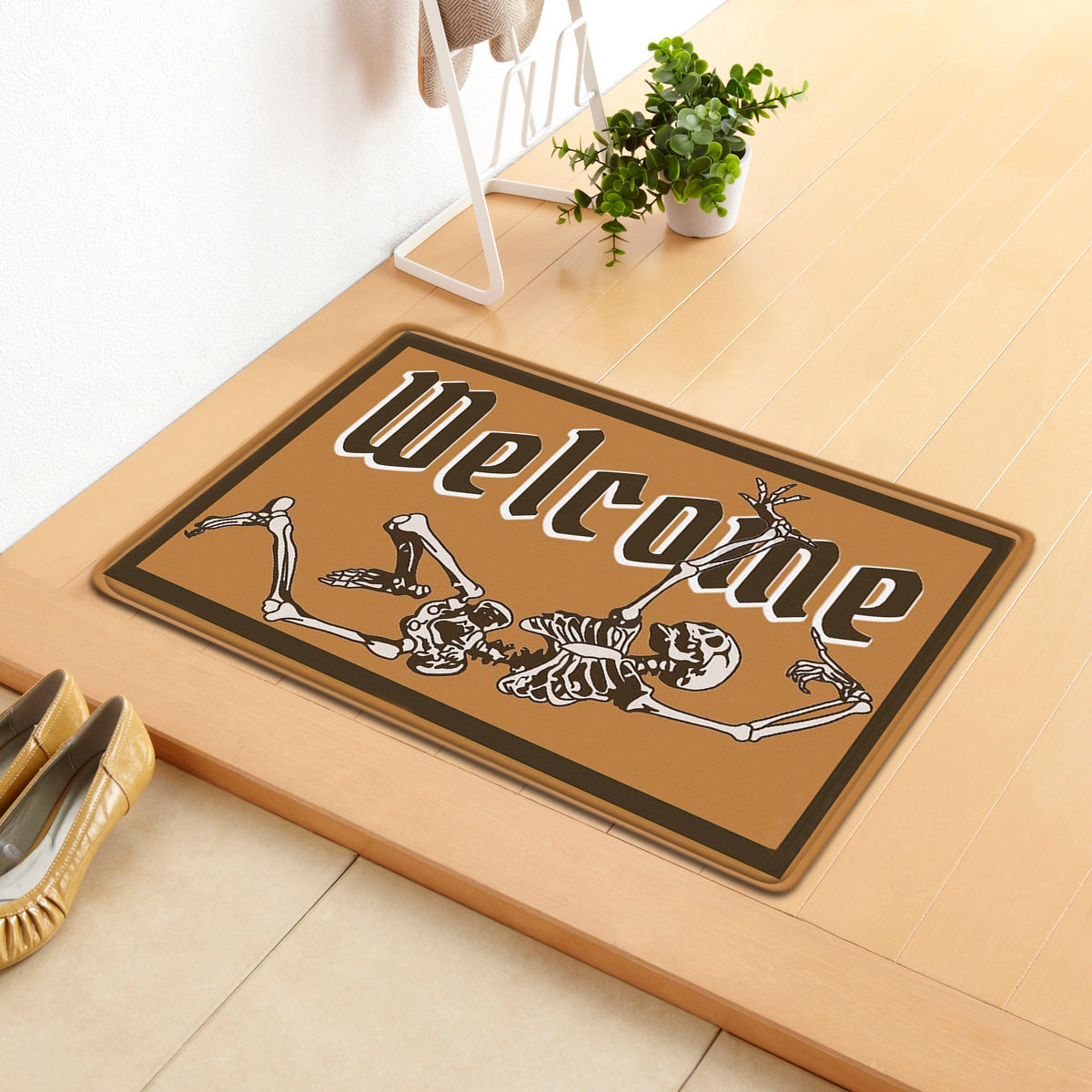 HKM-808019 Halloween Themed Polyester Fiber Door Mat - Machine Washable Rectangle Carpet for Home Decor
