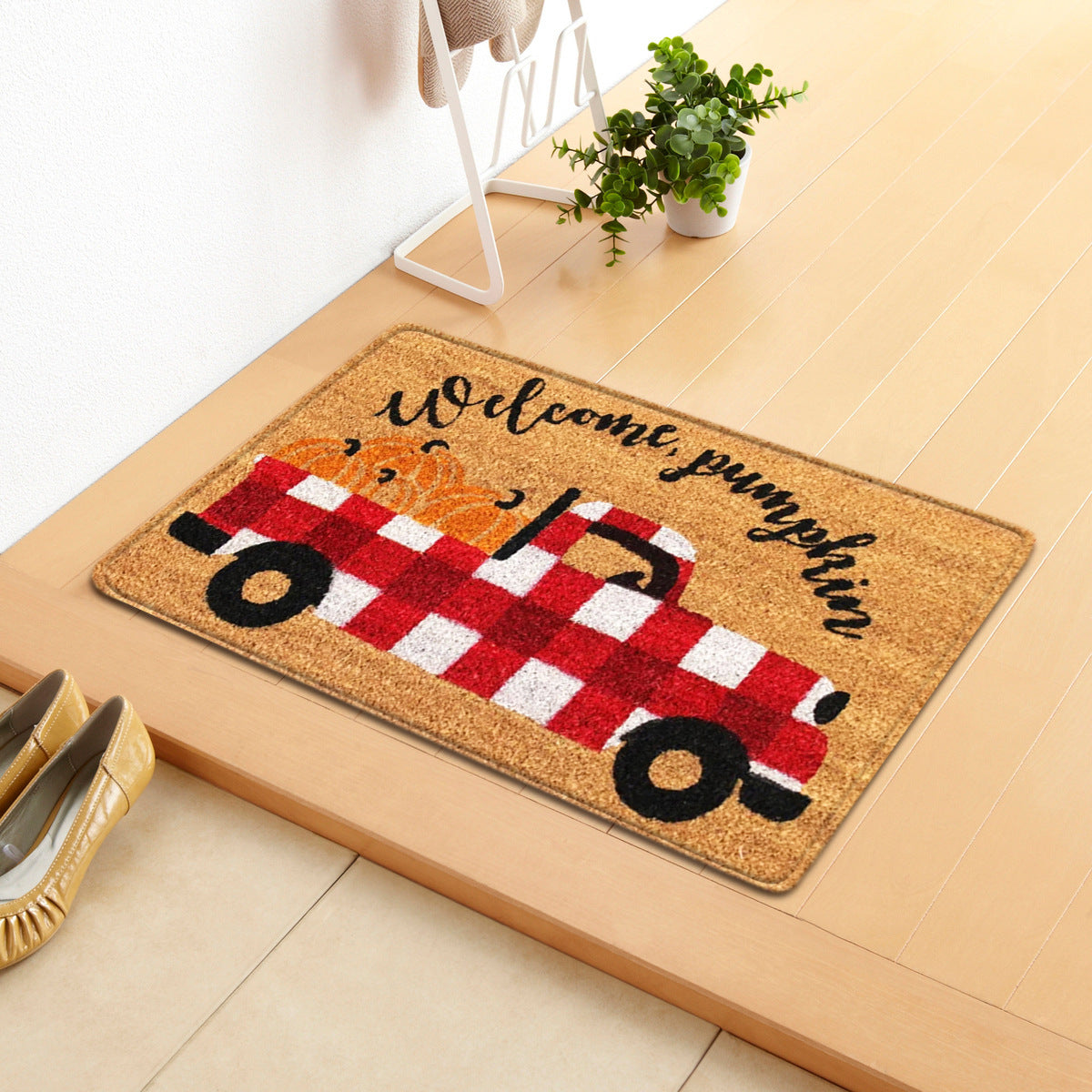 HKM-808019 Halloween Themed Polyester Fiber Door Mat - Machine Washable Rectangle Carpet for Home Decor