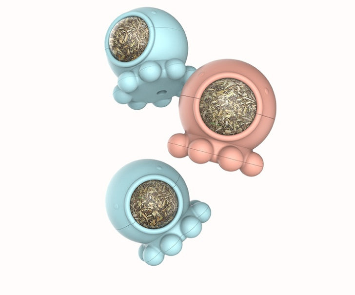 HKM-808403 Octopus Catnip Toy Ball Licking Rotating Molar