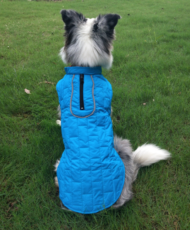 HKM-808467 Double Color Checker Jacket for Pets - Stylish Winter Apparel in Red, Blue, and Purple