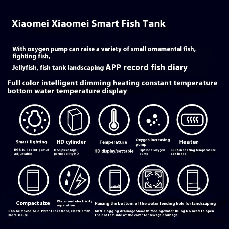HKM-808467 Small Bluetooth Fish Tank in Black or White with Data Cable and Instructions