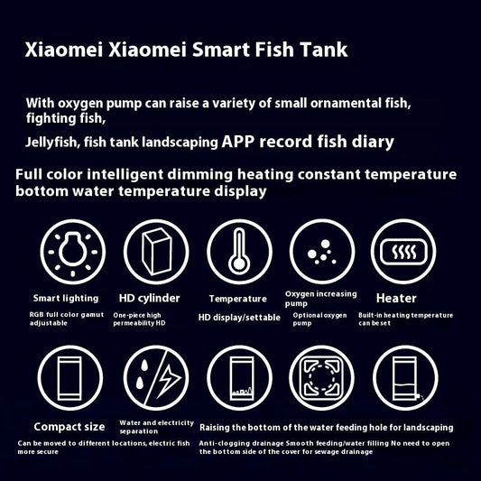 HKM-808467 Small Bluetooth Fish Tank in Black or White with Data Cable and Instructions