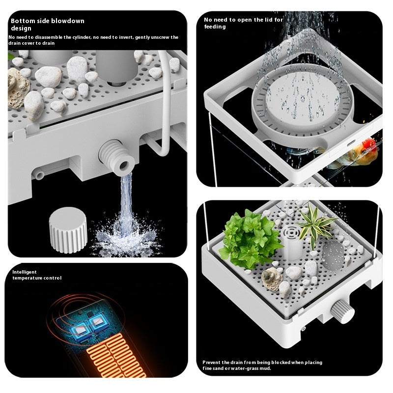 HKM-808467 Small Bluetooth Fish Tank in Black or White with Data Cable and Instructions