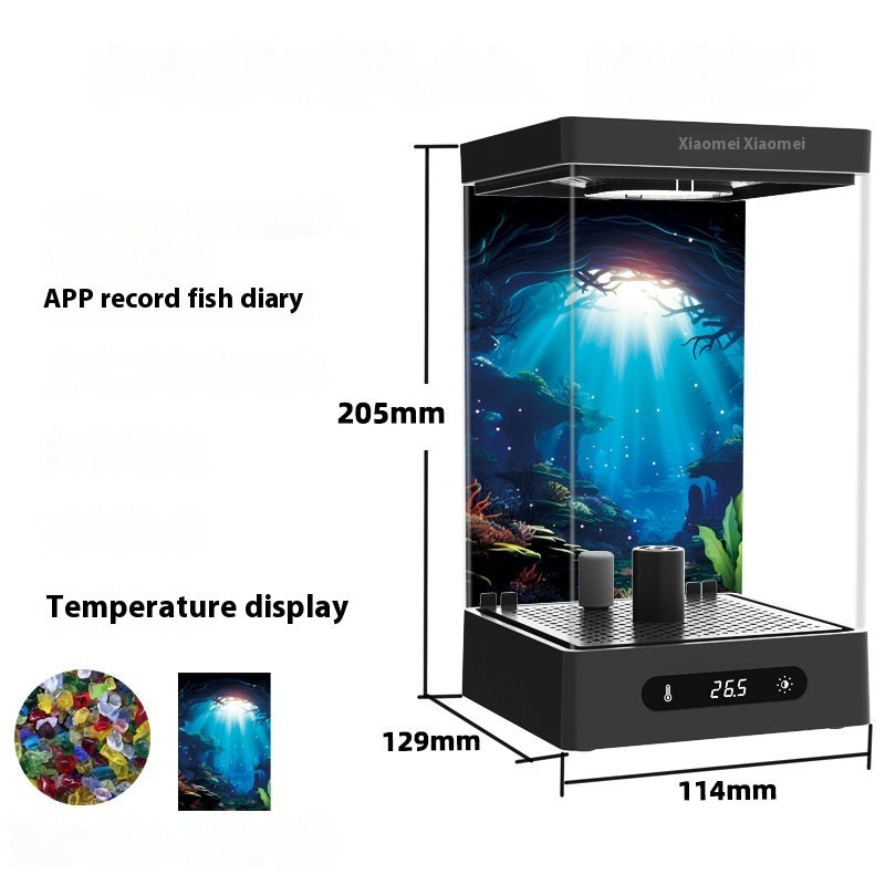 HKM-808467 Small Bluetooth Fish Tank in Black or White with Data Cable and Instructions