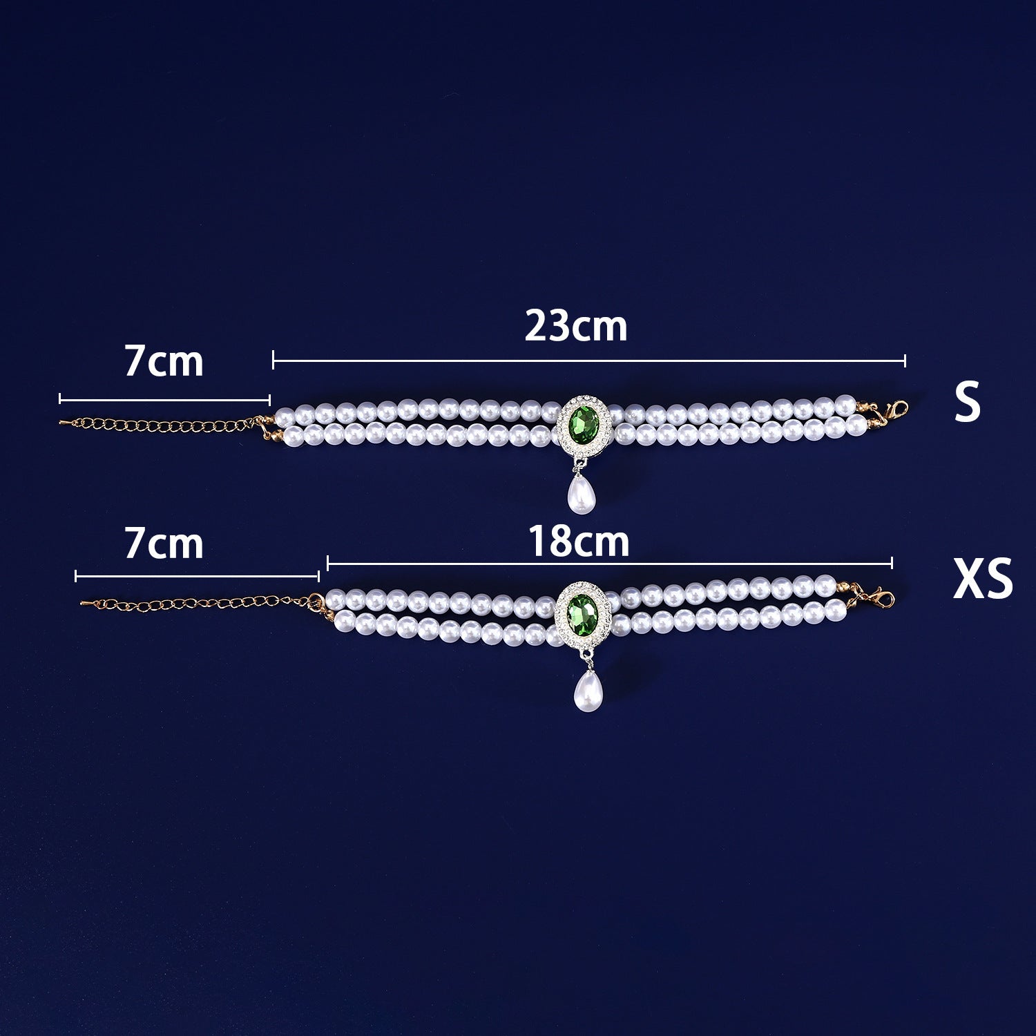 HKM-808659 Double-Layer Pearl Gem Pendant Necklace for Maltese Puppies - Princess Style Collar in Multiple Colors
