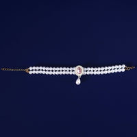 HKM-808659 Double-Layer Pearl Gem Pendant Necklace for Maltese Puppies - Princess Style Collar in Multiple Colors