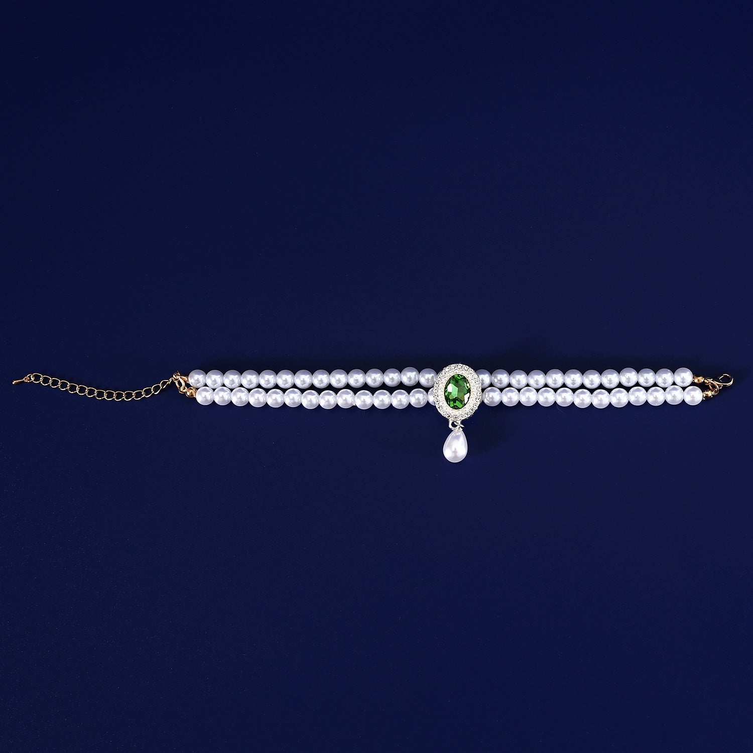 HKM-808659 Double-Layer Pearl Gem Pendant Necklace for Maltese Puppies - Princess Style Collar in Multiple Colors
