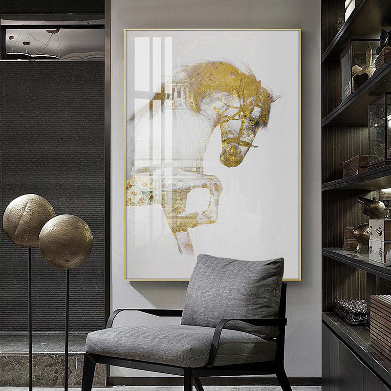 HKM-808723 Galloping Horse Modern Art Canvas Painting - Oil on Non-Woven Fabric, Frameless Design, Various Sizes Available