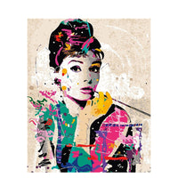 HKM-808787 Character Lovers Digital Oil Painting on Linen, 40x50cm, Flat Color Style, Rimless Design