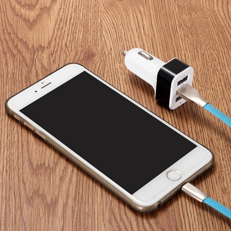HKM-808851 3USB Universal Car Charger – Aluminum Alloy with Indicator Light – Available in Multiple Colors
