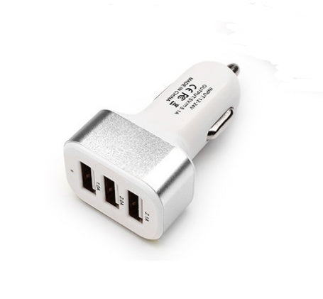 HKM-808851 3USB Universal Car Charger – Aluminum Alloy with Indicator Light – Available in Multiple Colors