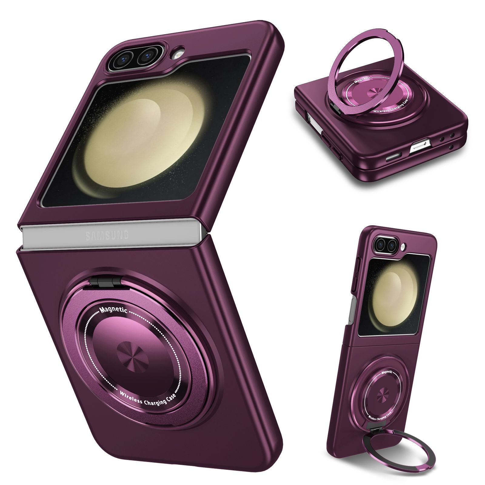 HKM-809043 Samsung Z Flip6 Magnetic Folding Phone Case with Strong Grip and Shockproof Design