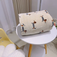 HKM-809107 Cozy Cartoon Sausage Dog Flannel Blanket - Multiple Sizes Available