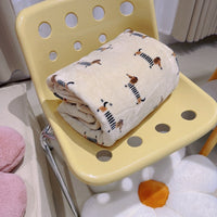 HKM-809107 Cozy Cartoon Sausage Dog Flannel Blanket - Multiple Sizes Available