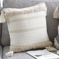 HKM-809171 Nordic Geometric Tufted Pillowcase with Tassels - Cotton Blend, 45x45cm & 30x50cm Options