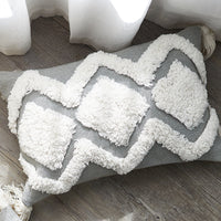 HKM-809171 Nordic Geometric Tufted Pillowcase with Tassels - Cotton Blend, 45x45cm & 30x50cm Options