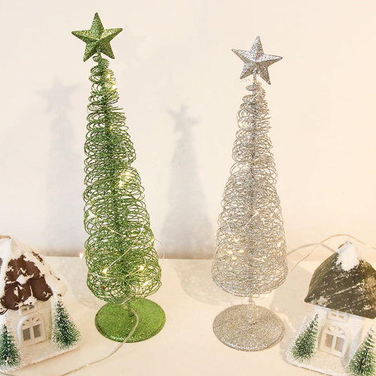 HKM-809235 Light-Up Christmas Tree Ornaments in Vibrant Colors - Wrought Iron Decorations for Festive Cheer