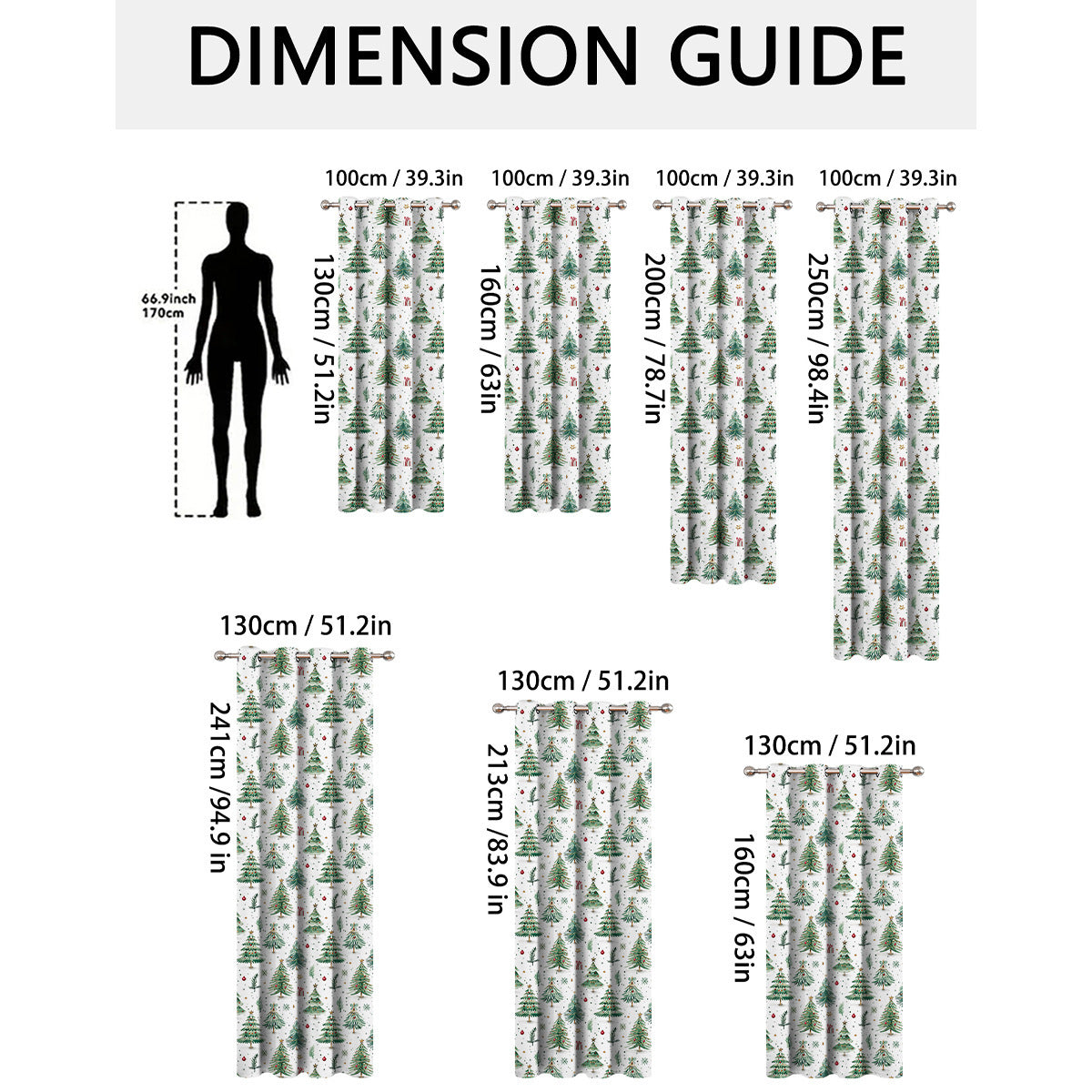 KTX-809491 Christmas Forest Scene Shading Curtain | Modern Polyester Decoration in Various Sizes