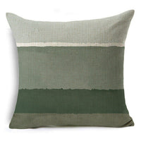 HKM-809491 Modern Minimalist Green Geometric Print Linen Pillowcase - 45x45cm
