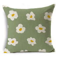 HKM-809491 Modern Minimalist Green Geometric Print Linen Pillowcase - 45x45cm