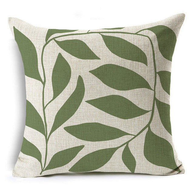 HKM-809491 Modern Minimalist Green Geometric Print Linen Pillowcase - 45x45cm