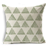 HKM-809491 Modern Minimalist Green Geometric Print Linen Pillowcase - 45x45cm