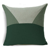 HKM-809491 Modern Minimalist Green Geometric Print Linen Pillowcase - 45x45cm