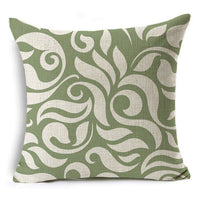 HKM-809491 Modern Minimalist Green Geometric Print Linen Pillowcase - 45x45cm