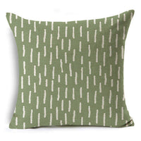 HKM-809491 Modern Minimalist Green Geometric Print Linen Pillowcase - 45x45cm