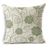 HKM-809491 Modern Minimalist Green Geometric Print Linen Pillowcase - 45x45cm