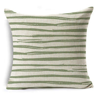 HKM-809491 Modern Minimalist Green Geometric Print Linen Pillowcase - 45x45cm