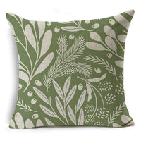 HKM-809491 Modern Minimalist Green Geometric Print Linen Pillowcase - 45x45cm