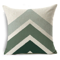 HKM-809491 Modern Minimalist Green Geometric Print Linen Pillowcase - 45x45cm