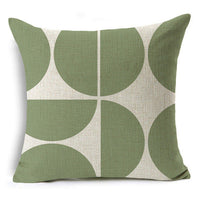 HKM-809491 Modern Minimalist Green Geometric Print Linen Pillowcase - 45x45cm