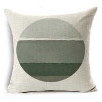 HKM-809491 Modern Minimalist Green Geometric Print Linen Pillowcase - 45x45cm
