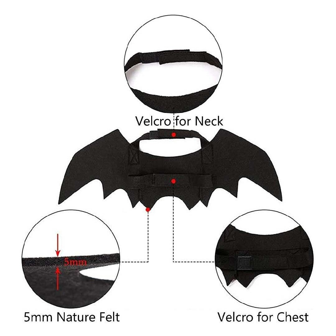 HKM-809555 Halloween Black Felt Bat Wings for Pet Decoration, 45x16cm