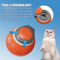 HKM-809555 Speedy Tail Cat Toy,Interactive Cat Toy For Indoor Cats,Cat Ball Toy,Interactive Cat Toy Ball,Two Speed Adjustment,USB Rechargeable