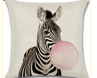 HKM-809619 Animal-Themed Linen Cushion Cover for Living Room, 45x45cm, Single-Sided Print