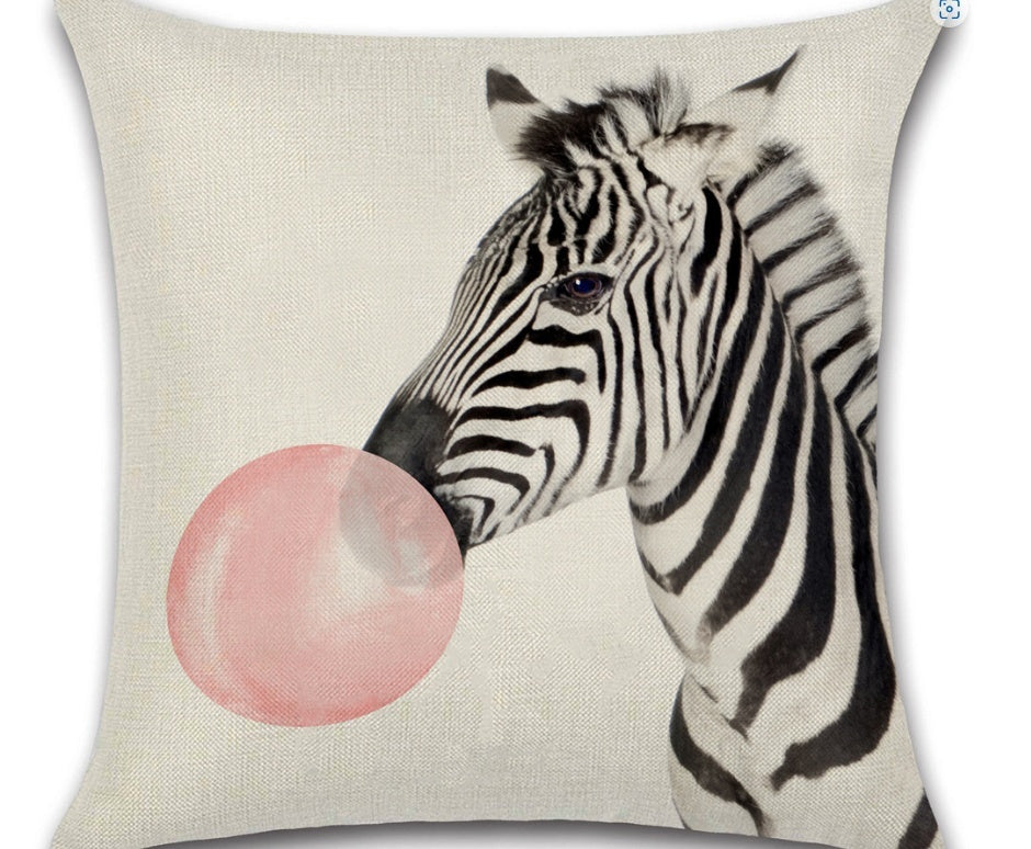 KTX-809619 Animal-Themed Linen Cushion Cover for Living Room, 45x45cm, Single-Sided Print