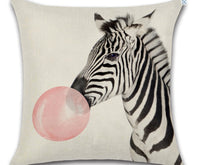 HKM-809619 Animal-Themed Linen Cushion Cover for Living Room, 45x45cm, Single-Sided Print
