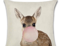 HKM-809619 Animal-Themed Linen Cushion Cover for Living Room, 45x45cm, Single-Sided Print