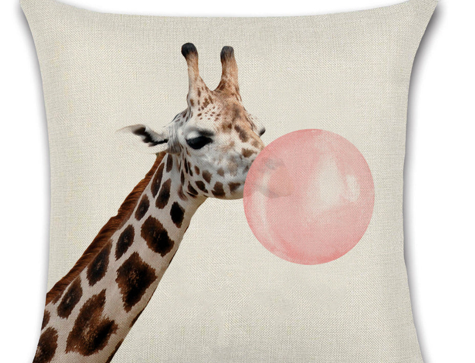 KTX-809619 Animal-Themed Linen Cushion Cover for Living Room, 45x45cm, Single-Sided Print