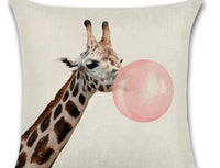 HKM-809619 Animal-Themed Linen Cushion Cover for Living Room, 45x45cm, Single-Sided Print