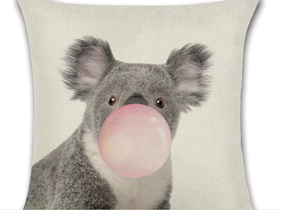 KTX-809619 Animal-Themed Linen Cushion Cover for Living Room, 45x45cm, Single-Sided Print