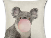 HKM-809619 Animal-Themed Linen Cushion Cover for Living Room, 45x45cm, Single-Sided Print