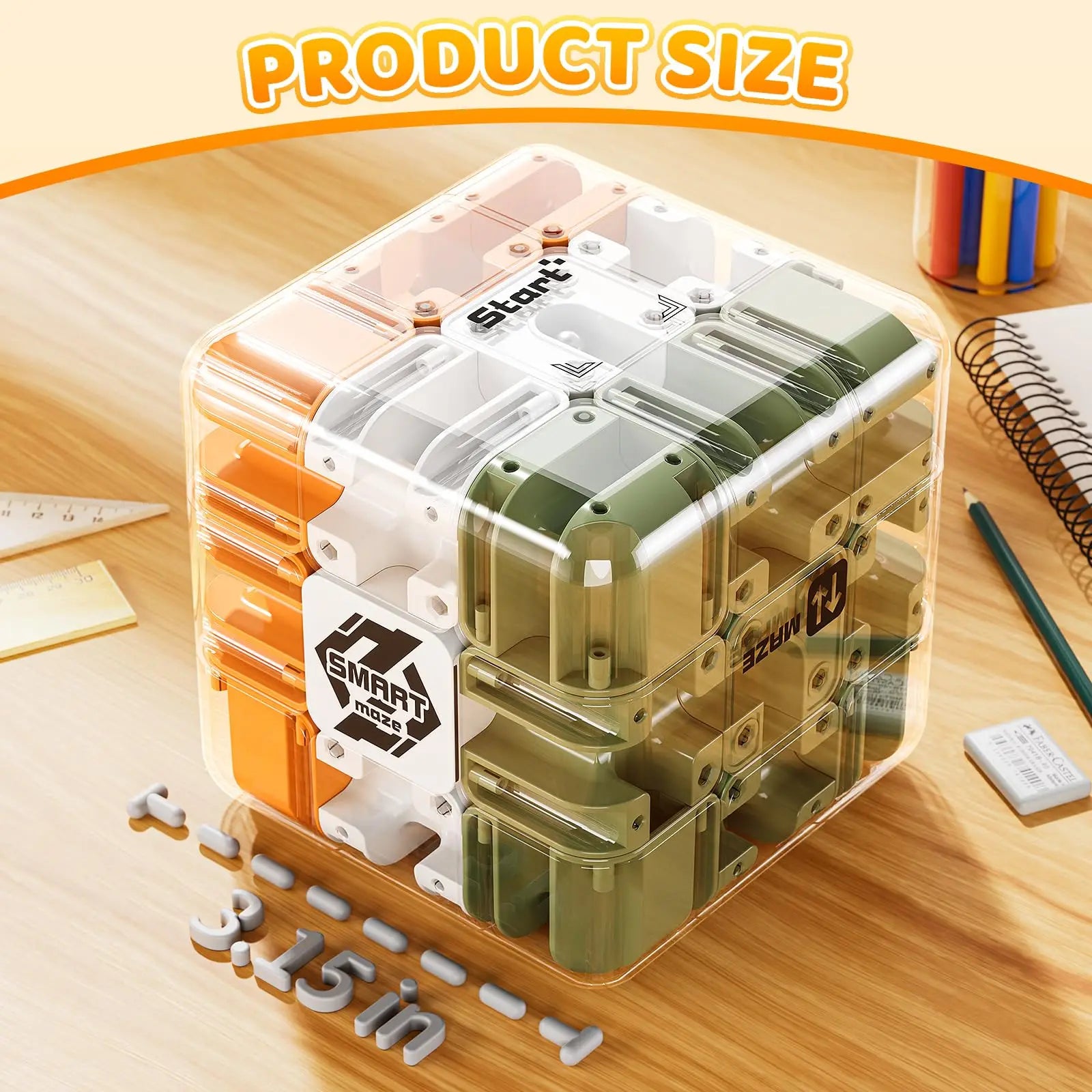 HKM-809747 2-in-1 3D Maze Magic Cube Stress Relief Fidget Toy for Kids - Multi-Color Labyrinth Puzzle