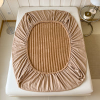 HKM-809747 Autumn and Winter Solid Color Angora Fitted Sheet for Single Beds